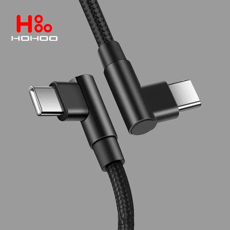 Câble USB-C vers USB-C 100 W, PD 4.0 / 3.0, charge rapide, coudé à 90 degrés, compatible iPhone 15 Pro Max, Xiaomi 14, 13, 12 Pro, Redmi K60, K40, K50, K30, Huawei P60, P40, P30, Mate 40, Mate 30 Pro, MacBook, iPad