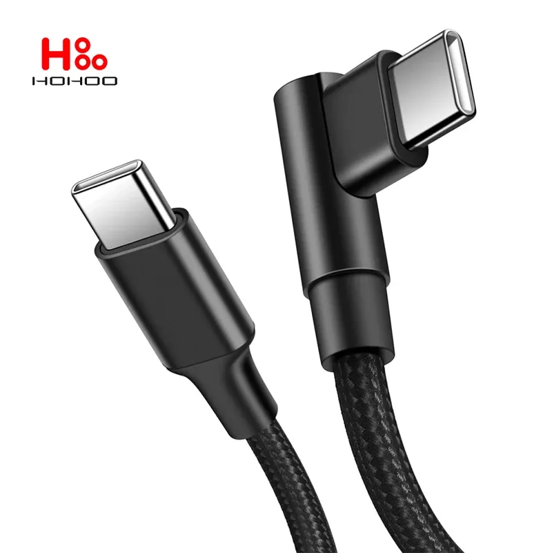 Câble USB-C vers USB-C 100 W, PD 4.0 / 3.0, charge rapide, coudé à 90 degrés, compatible iPhone 15 Pro Max, Xiaomi 14, 13, 12 Pro, Redmi K60, K40, K50, K30, Huawei P60, P40, P30, Mate 40, Mate 30 Pro, MacBook, iPad 6