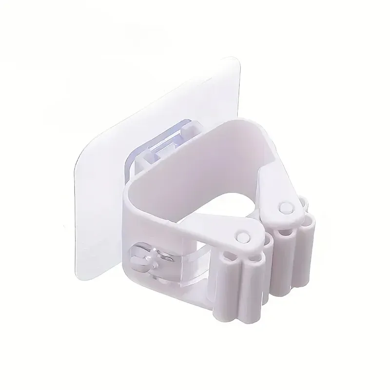 Lot de 4 supports de rangement pour balais et serpillères à fixation murale par ventouse sans trace, étanche, pour salle de bain, blanc 7