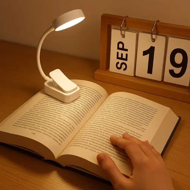 Lampe de lecture réglable avec chargeur USB, 3 modes de couleur, LED de protection des yeux, veilleuse de livre portable, 1 pièce 3