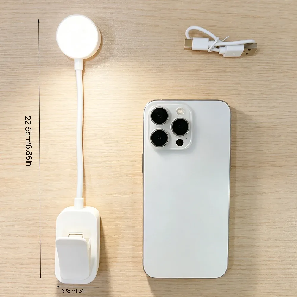 Lampe de lecture réglable avec chargeur USB, 3 modes de couleur, LED de protection des yeux, veilleuse de livre portable, 1 pièce 6