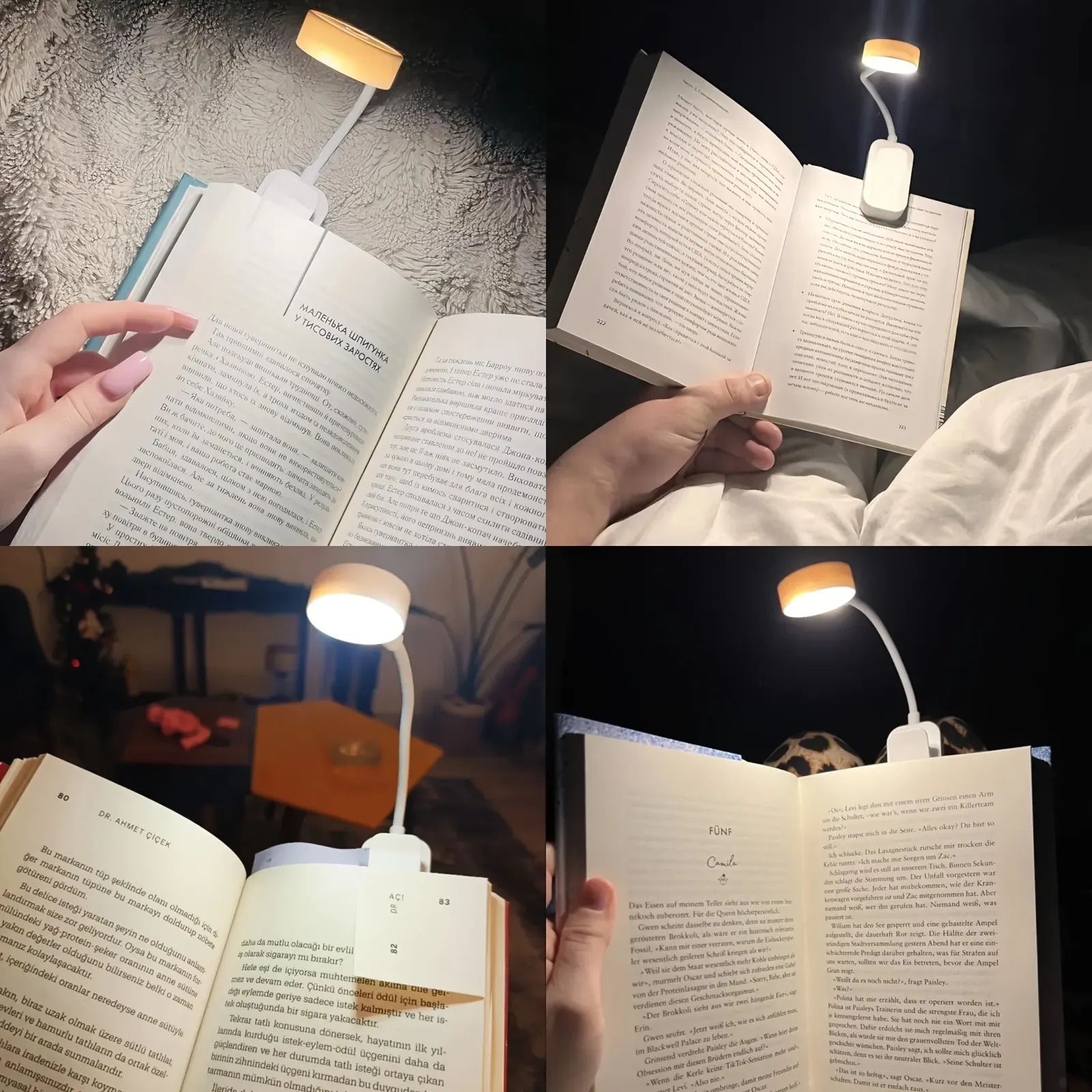 Détail de la lampe de lecture avec pince