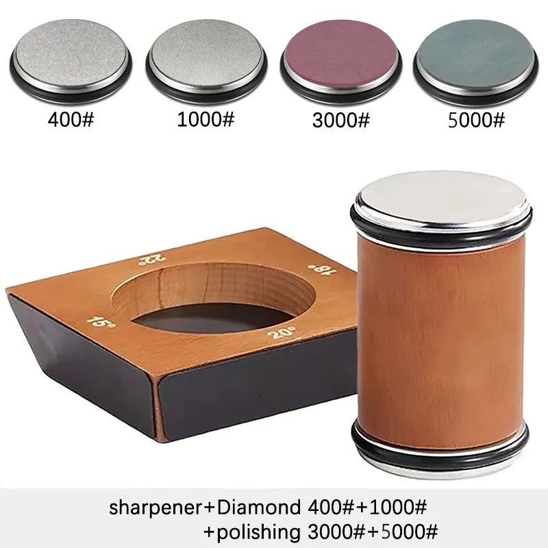 Kit d'affûtage à rouleau 4 angles pour couteaux à lame droite, avec diamants industriels 31