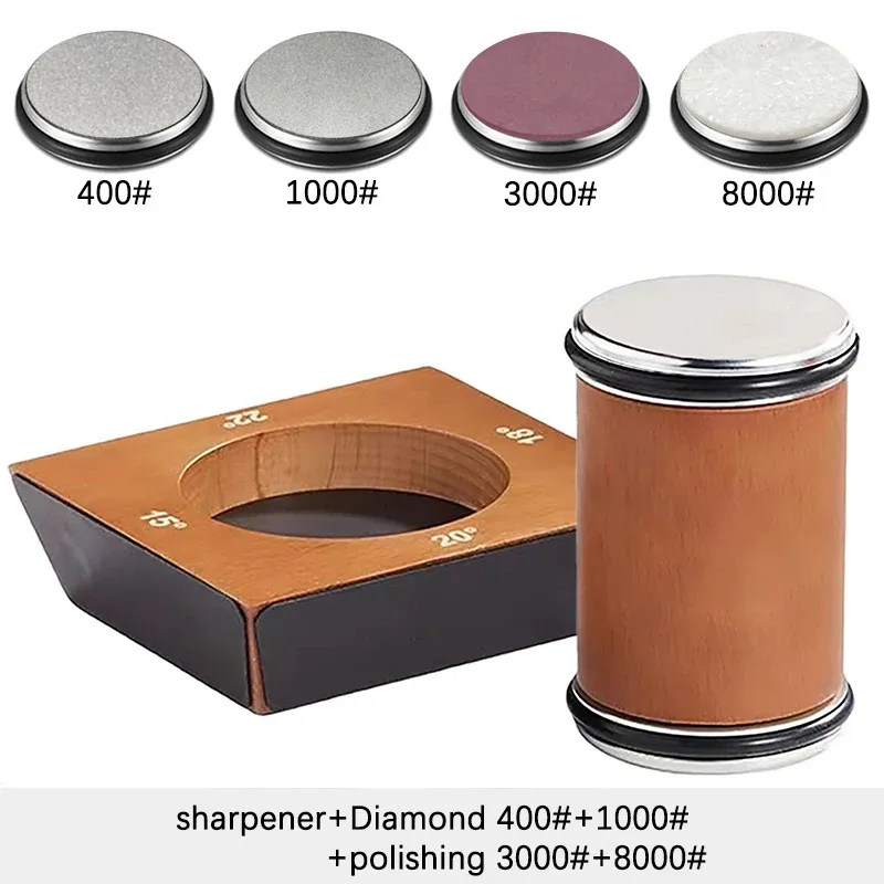 Kit d'affûtage à rouleau 4 angles pour couteaux à lame droite, avec diamants industriels 26