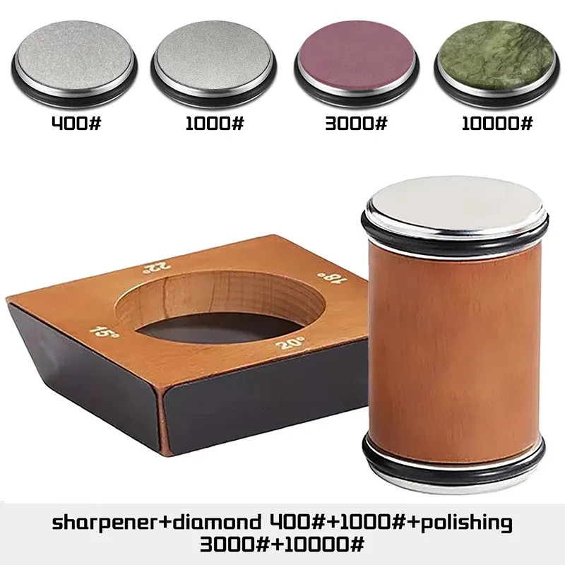 Kit d'affûtage à rouleau 4 angles pour couteaux à lame droite, avec diamants industriels 25