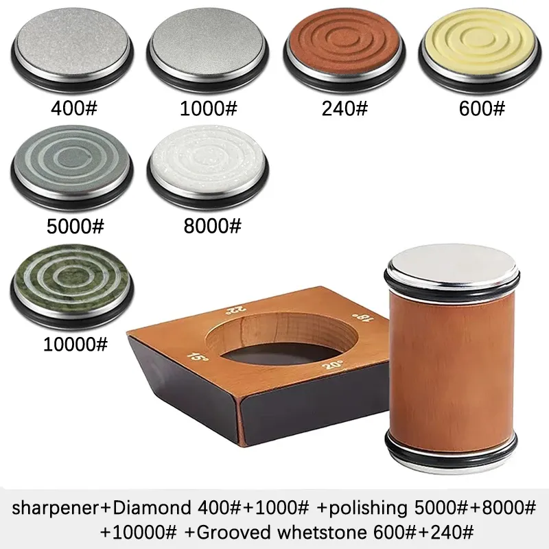 Kit d'affûtage à rouleau 4 angles pour couteaux à lame droite, avec diamants industriels 21