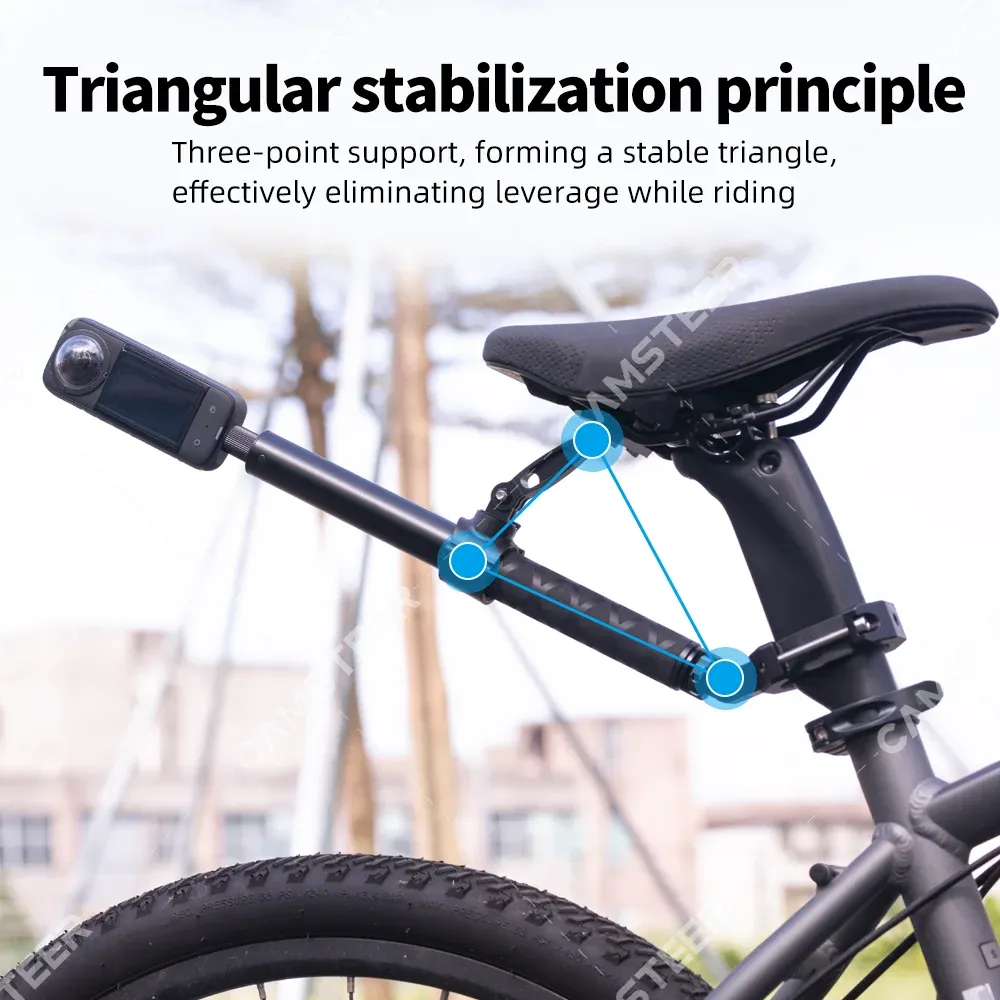 Support de montage pour siège arrière de vélo Camsteer, vue à la troisième personne, support de caméra compatible GoPro 13 12 pour Insta360 X6 X5 AcePro DJI Osmo360 Action 6 5Pro 4
