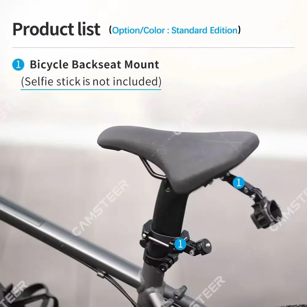 Support de montage pour siège arrière de vélo Camsteer, vue à la troisième personne, support de caméra compatible GoPro 13 12 pour Insta360 X6 X5 AcePro DJI Osmo360 Action 6 5Pro 7