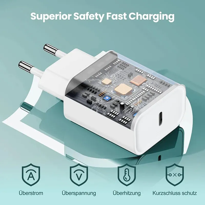 Chargeur rapide USB-C 40 W Power Delivery pour iPhone 14 à 17 – Adaptateur secteur Type-C 5