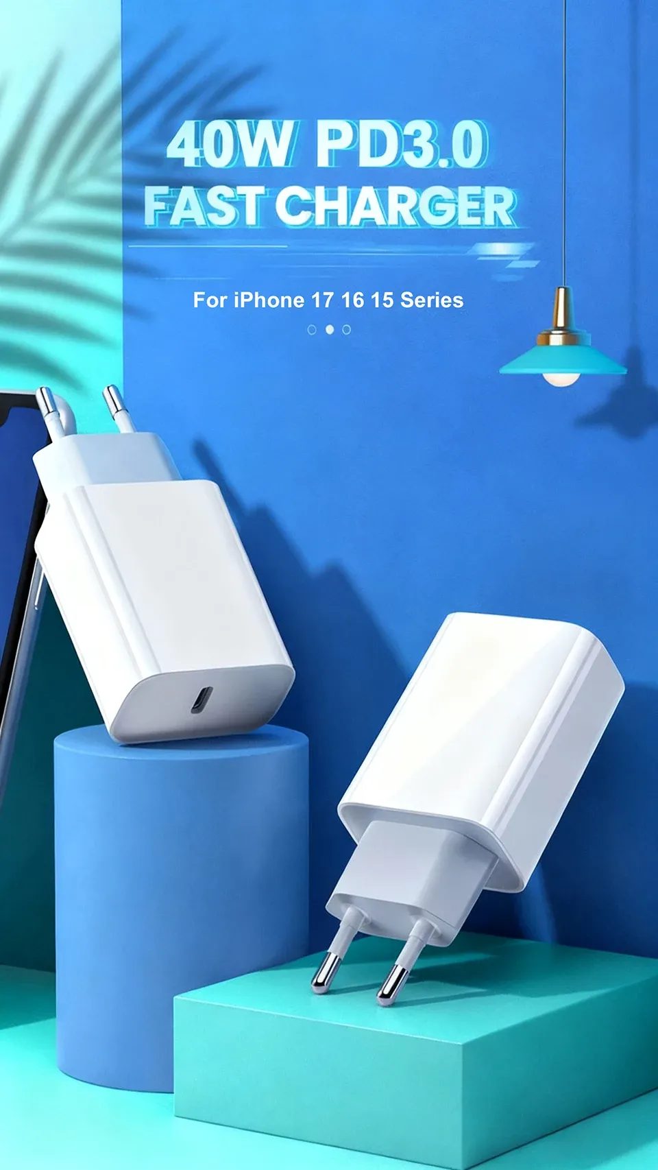 Chargeur USB-C compact pour iPhone, vue d'ensemble
