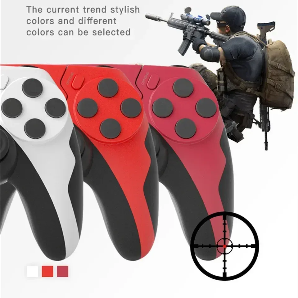 Manette sans fil GAMINJA Bluetooth avec double vibration, joystick 6 axes, pavé tactile, microphone et prise casque, compatible PS4, PS3 et PC 3
