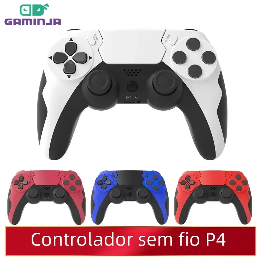 Manette sans fil GAMINJA Bluetooth avec double vibration, joystick 6 axes, pavé tactile, microphone et prise casque, compatible PS4, PS3 et PC - Image 1