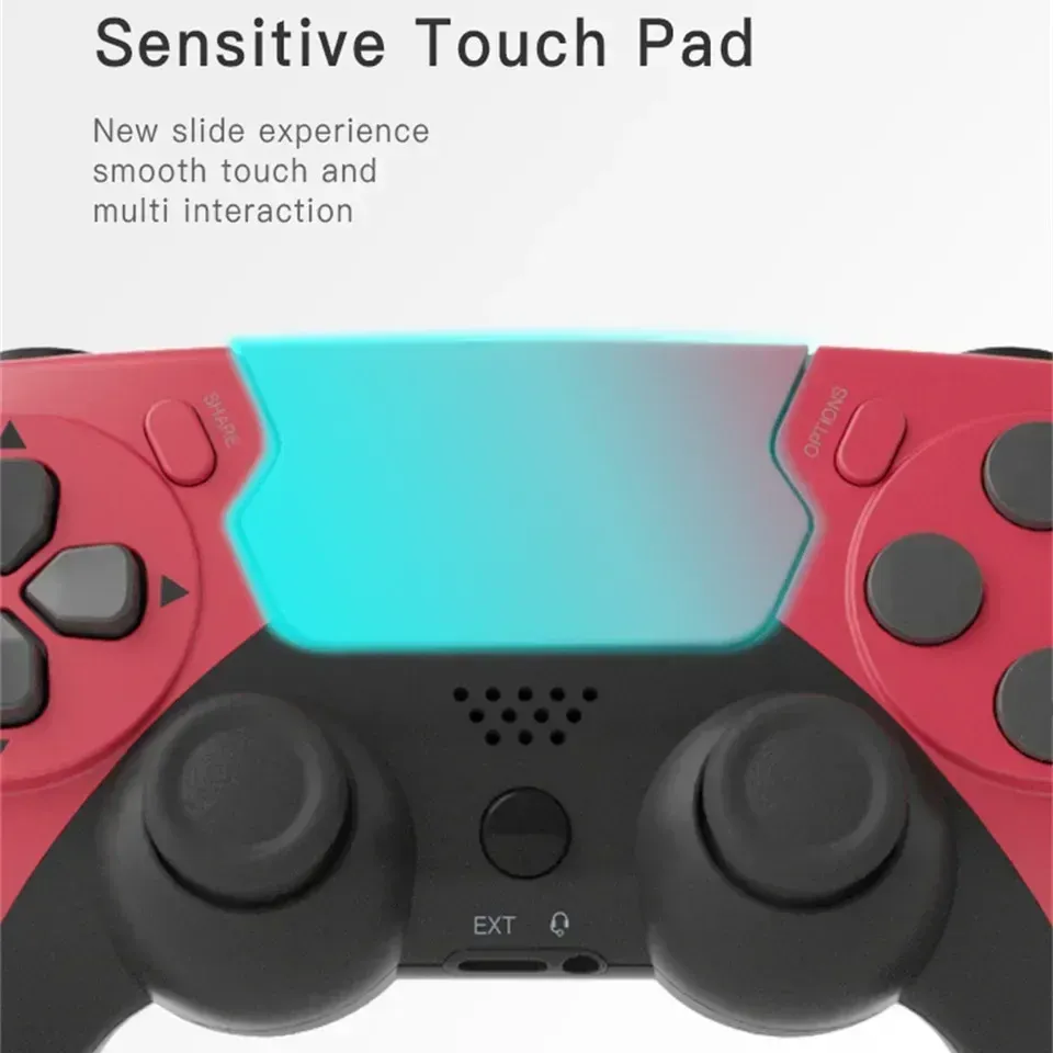 Manette sans fil GAMINJA Bluetooth avec double vibration, joystick 6 axes, pavé tactile, microphone et prise casque, compatible PS4, PS3 et PC 4