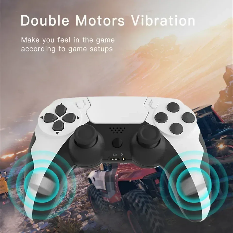 Manette sans fil GAMINJA Bluetooth avec double vibration, joystick 6 axes, pavé tactile, microphone et prise casque, compatible PS4, PS3 et PC 5