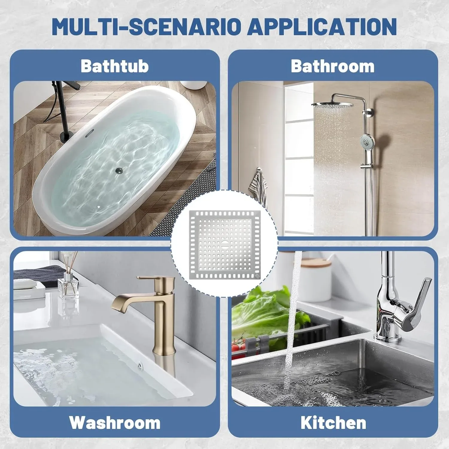 Bouchon de vidange en acier inoxydable avec filtre à cheveux pour douche, lavabo et évier 3