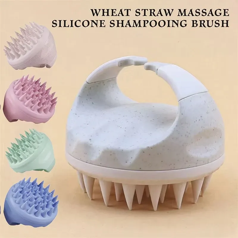 Brosse de massage du cuir chevelu en silicone, douce pour la peau, idéale pour le lavage des cheveux