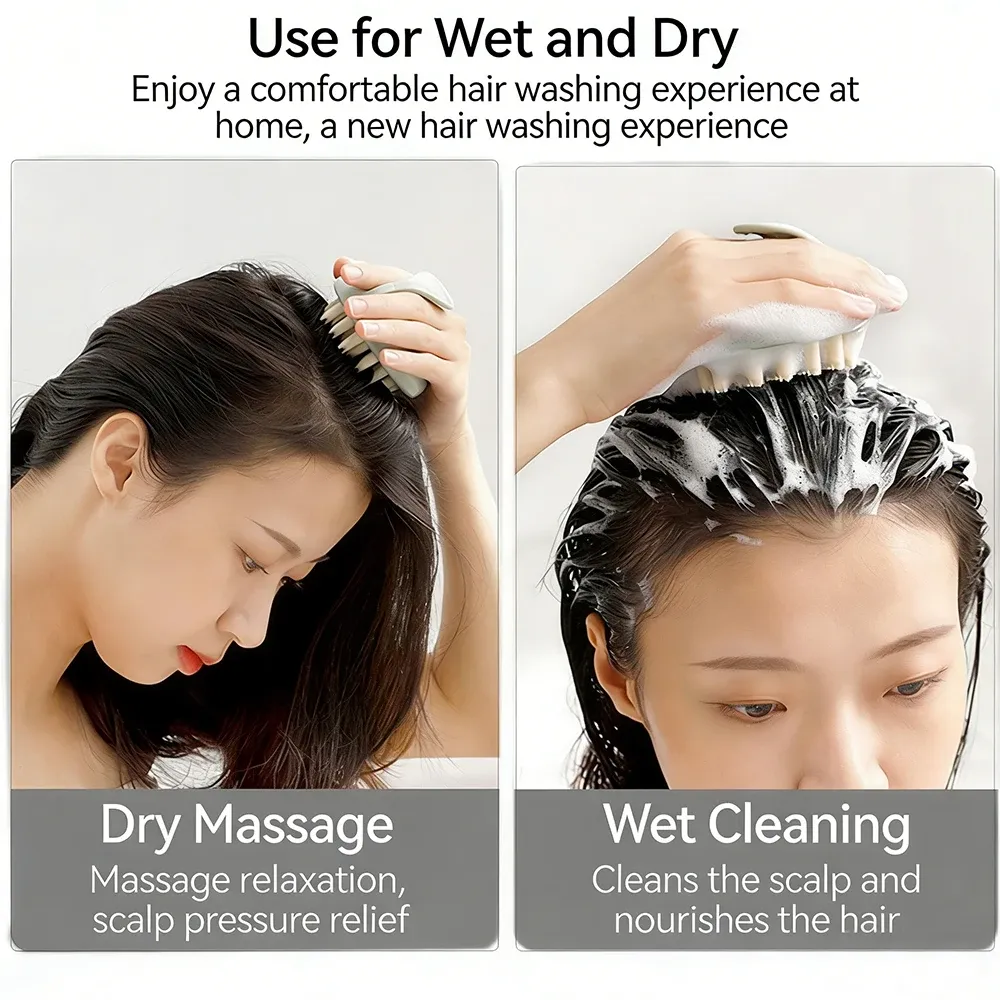Brosse de massage du cuir chevelu en silicone, douce pour la peau, idéale pour le lavage des cheveux 6
