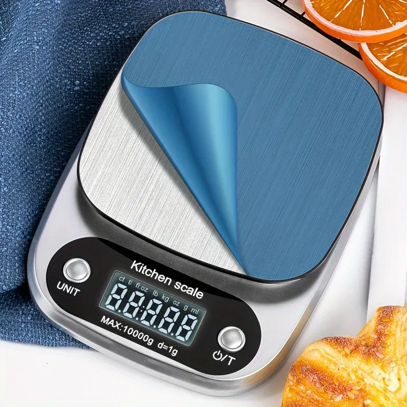 Balance de cuisine numérique de précision Essentia, capacité 5 kg/10 kg, écran LCD, arrêt automatique, fonctionnement à piles (piles AAA non incluses) 2