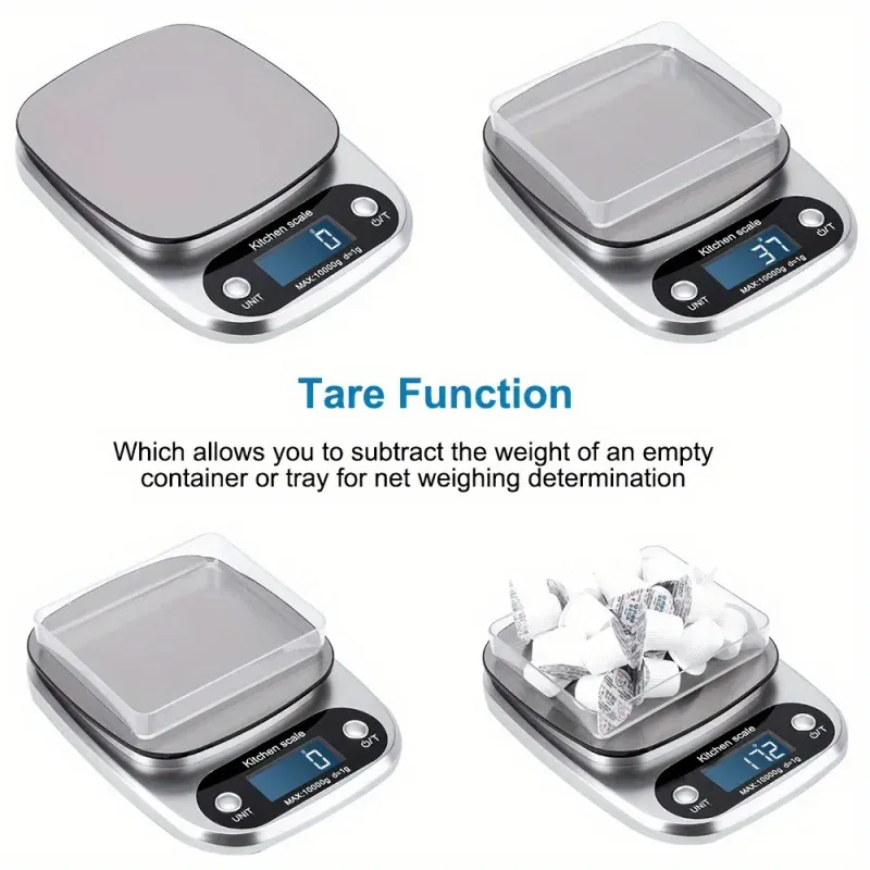 Balance de cuisine numérique de précision Essentia, capacité 5 kg/10 kg, écran LCD, arrêt automatique, fonctionnement à piles (piles AAA non incluses) 6