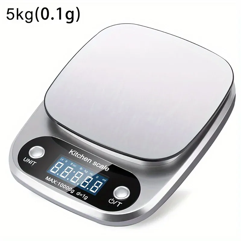 Balance de cuisine numérique de précision Essentia, capacité 5 kg/10 kg, écran LCD, arrêt automatique, fonctionnement à piles (piles AAA non incluses) 8