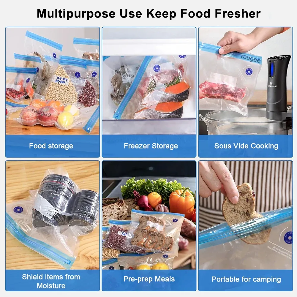 Sacs sous vide réutilisables pour aliments, sans BPA, à fermeture zip – Lot de 10 ou 30 6