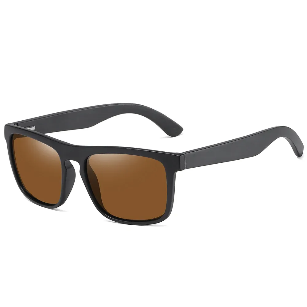Lunettes de soleil polarisées en bois noir pour homme, verres rouges UV400, réf. S5523 9
