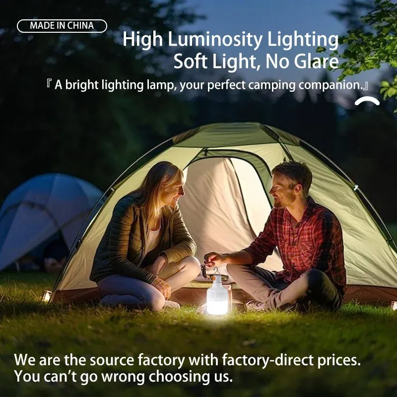 Ampoule LED rechargeable par USB avec crochet, lampe d'urgence portable pour le camping, la pêche, la randonnée et la sécurité en plein air 3