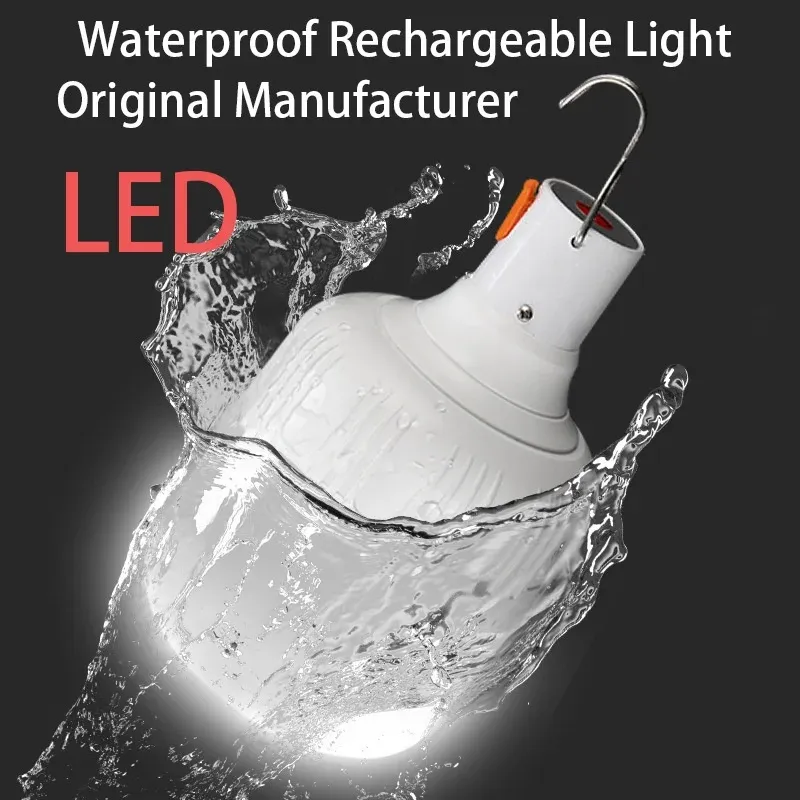 Ampoule LED rechargeable par USB avec crochet, lampe d'urgence portable pour le camping, la pêche, la randonnée et la sécurité en plein air 2