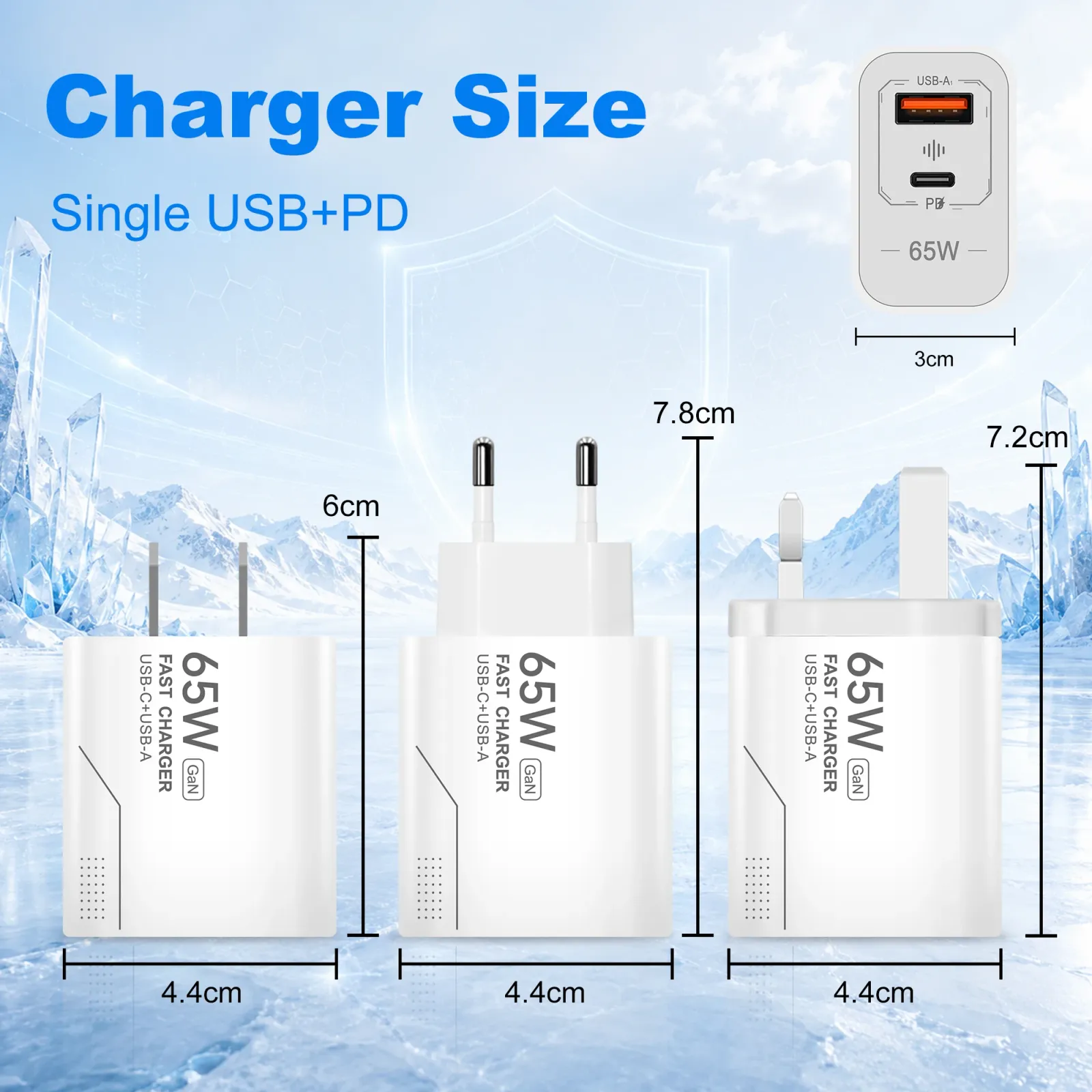 Accessoires et chargeur présentés ensemble