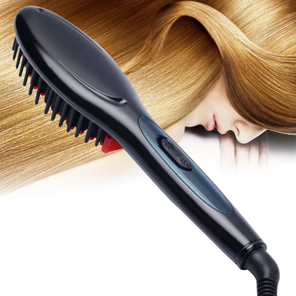 Peigne lisseur électrique professionnel, brosse à cheveux, fer à lisser, prise UE/US/UK/AU 2