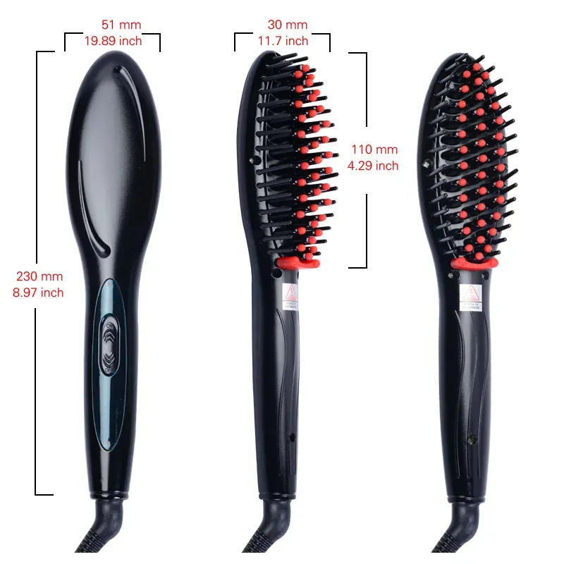 Peigne lisseur électrique en utilisation