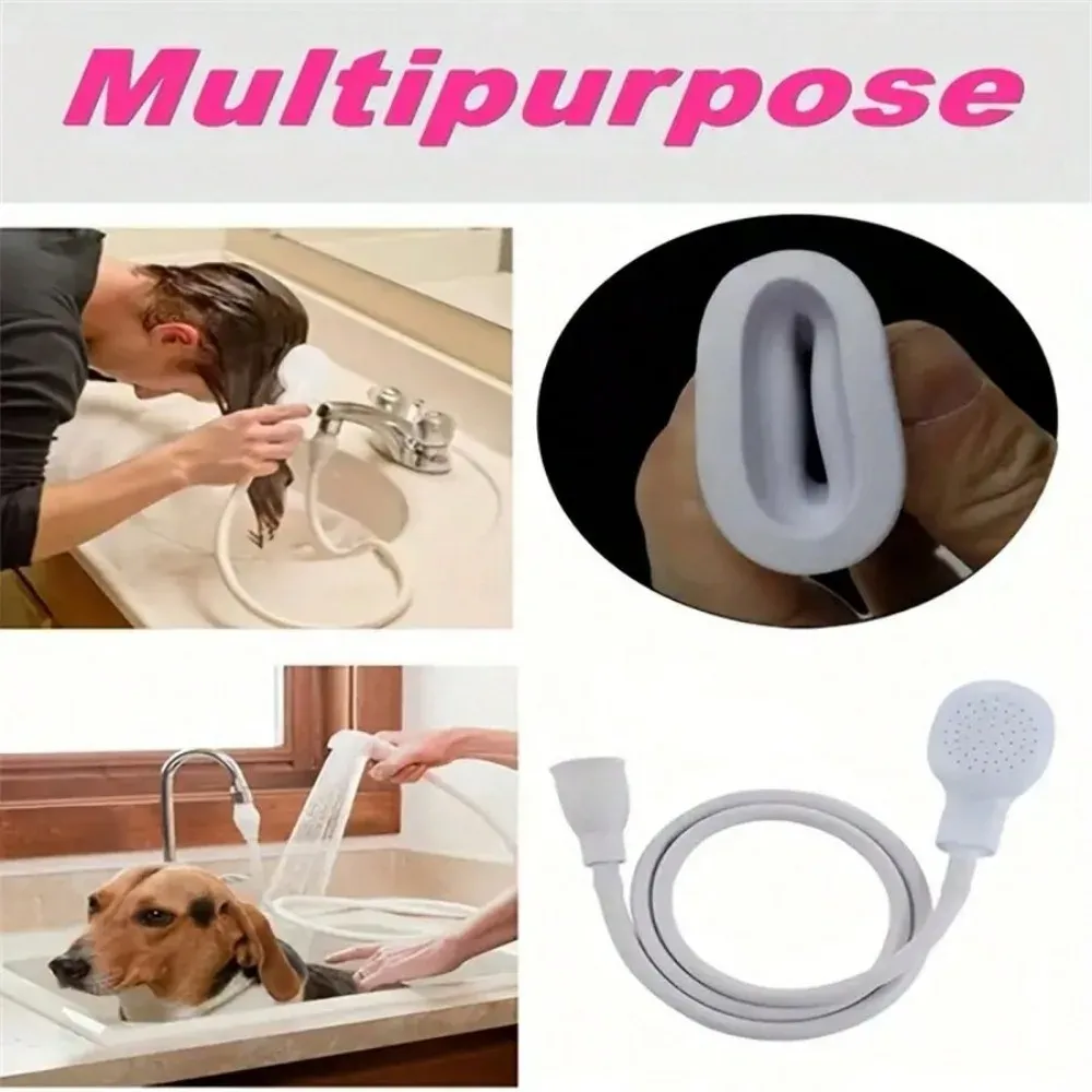 Robinet multifonctionnel avec douchette, tuyau et tête de lavage pour évier, filtre de vidange et rallonge de douche, pour salle de bain et bain d'animaux 4