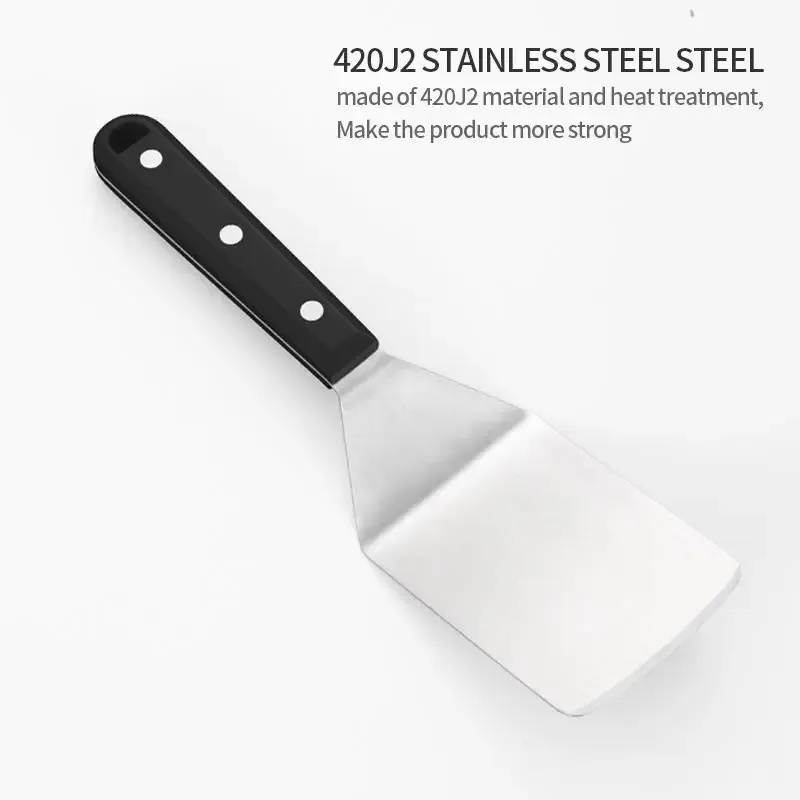 Spatule à plaque en acier inoxydable : retourne-crêpes, presse-hamburger, grattoir et spatule de service pour lasagnes 2