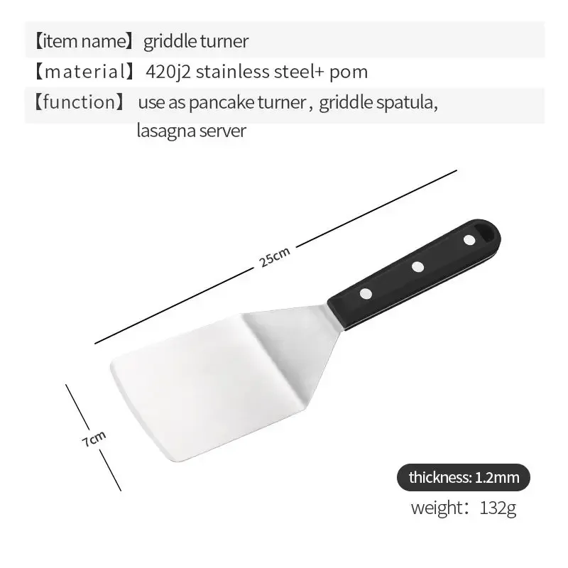 Spatule à plaque en acier inoxydable : retourne-crêpes, presse-hamburger, grattoir et spatule de service pour lasagnes 6