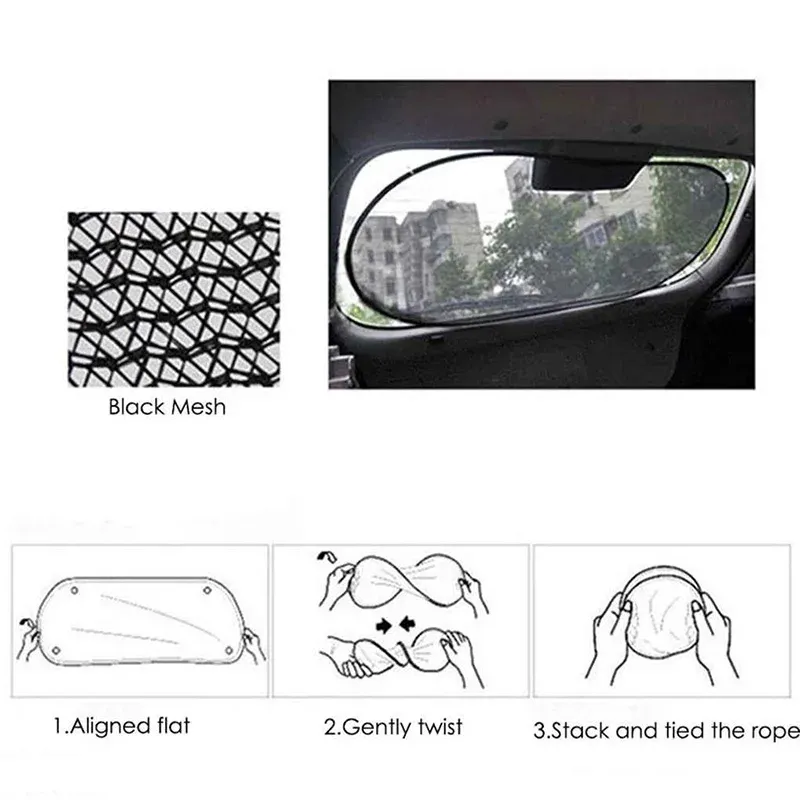 Pare-soleil arrière pour véhicule en maille, avec isolation thermique et protection UV 6