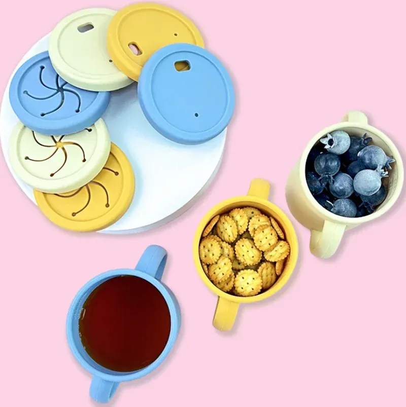 Ensemble de vaisselle en silicone de qualité alimentaire pour enfants, comprenant bol d'alimentation pour bébé, assiette à ventouse, tasse à paille, cuillère et fourchette en bois, vaisselle pour tout-petits 6