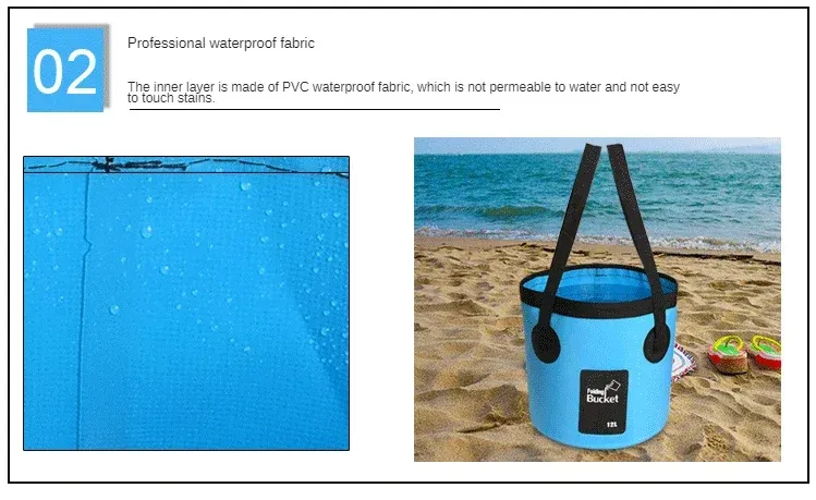 Seau pliable, mise en valeur du produit