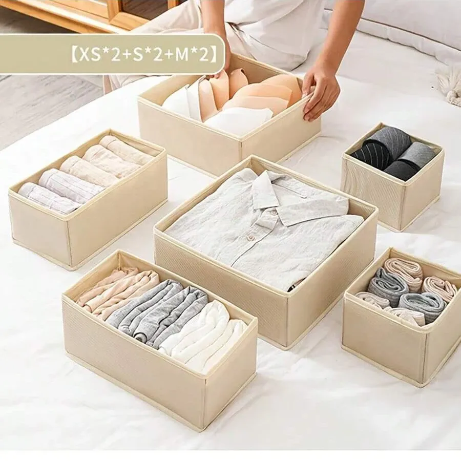 Lot de 6 ou 12 organisateurs pliables pour sous-vêtements, chaussettes et soutiens-gorge, avec boîtes de rangement rigides pour tiroir et placard 2