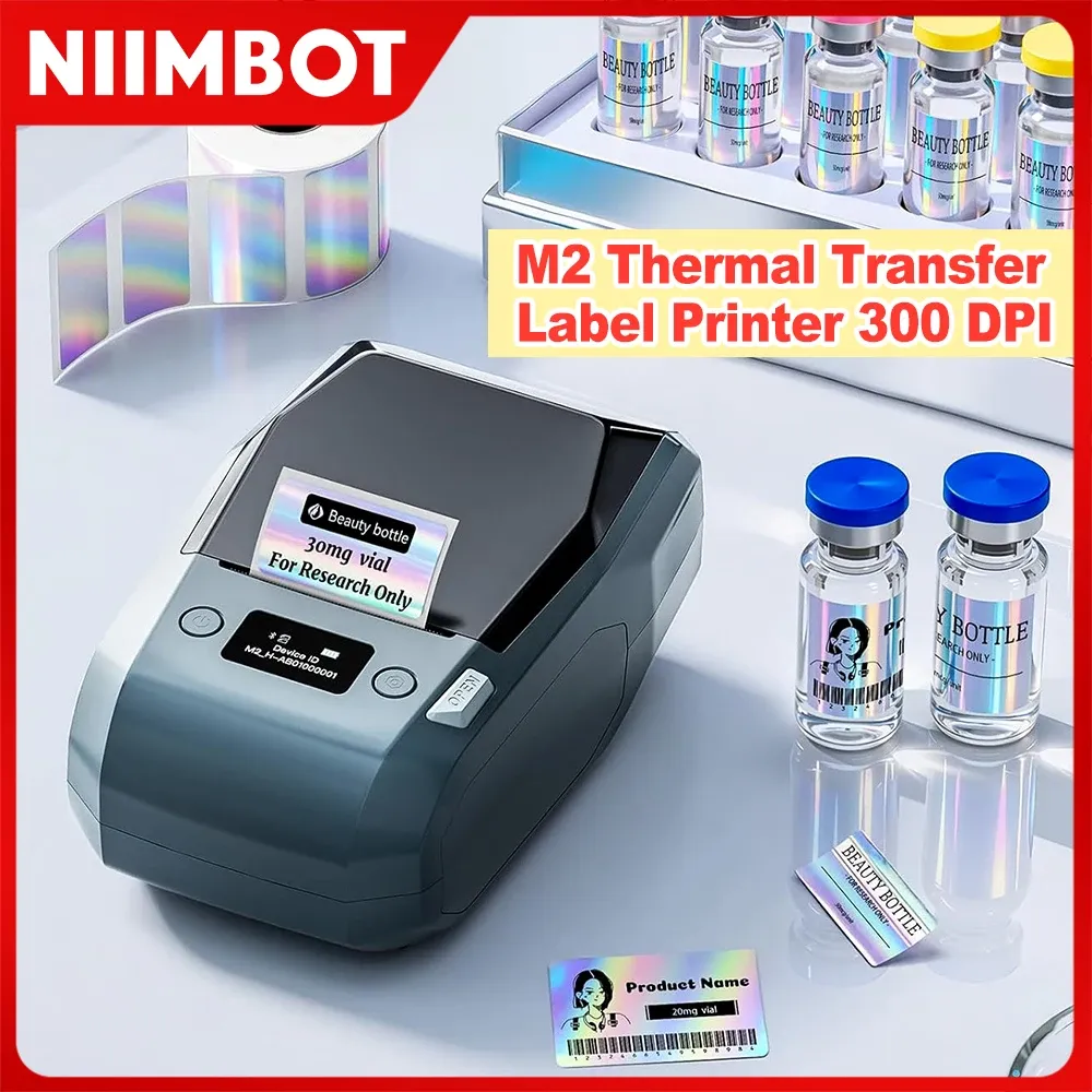 Imprimante d'étiquettes thermique portable M2 Niimbot, machine à étiquettes multifonction pour bureau, étiquettes vestimentaires et câbles d'alimentation - Image 1