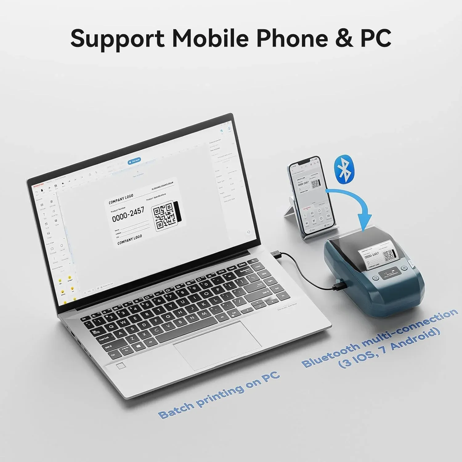 Imprimante d'étiquettes thermique portable M2 Niimbot, machine à étiquettes multifonction pour bureau, étiquettes vestimentaires et câbles d'alimentation 4