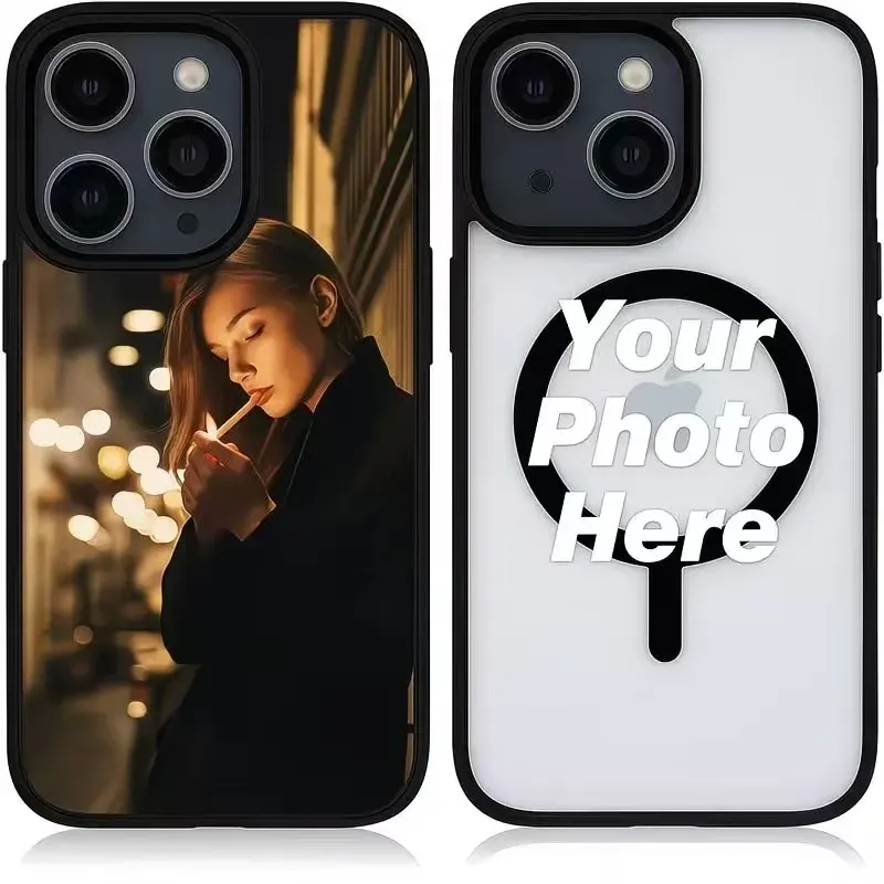 Coque de téléphone personnalisable DIY pour iPhone 17, 16, 15, 14, 13, 12, 11, Pro, XS, Max, Plus, Mini, X, XR, Air, 16e, 17e, compatible MagSafe, antichoc, en PC transparent 2