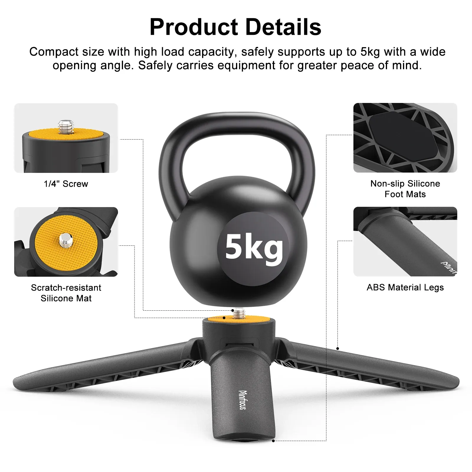 Trépied OSMO Mobile 8/OM 8, mini trépied avec vis 1/4" pour DJI OSMO Mobile 8, 7, 6, 5, 4, 3, 2, Pocket 4, 3, 2, Zhiyun Smooth Q 4, Feiyu 4