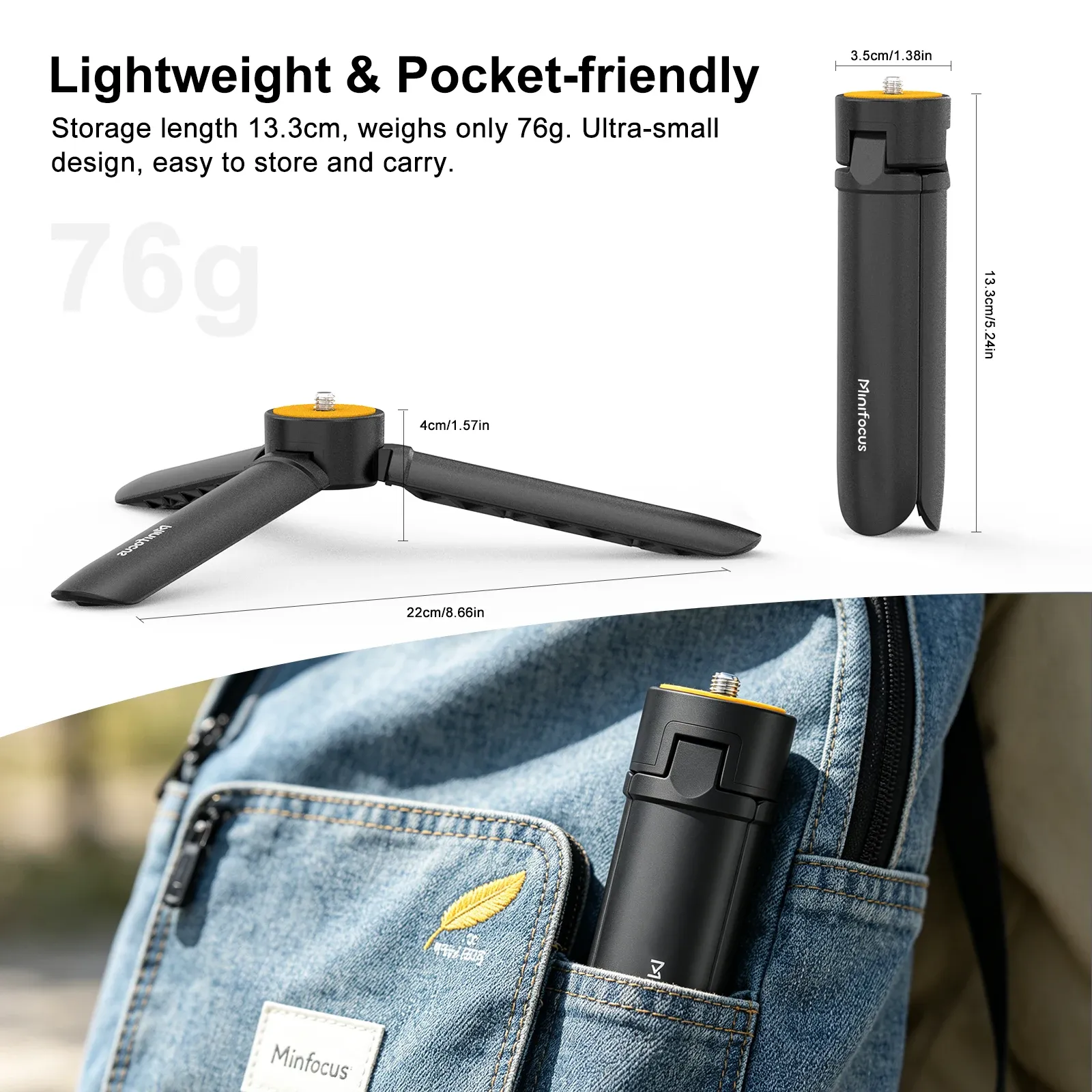 Trépied OSMO Mobile 8/OM 8, mini trépied avec vis 1/4" pour DJI OSMO Mobile 8, 7, 6, 5, 4, 3, 2, Pocket 4, 3, 2, Zhiyun Smooth Q 4, Feiyu 6