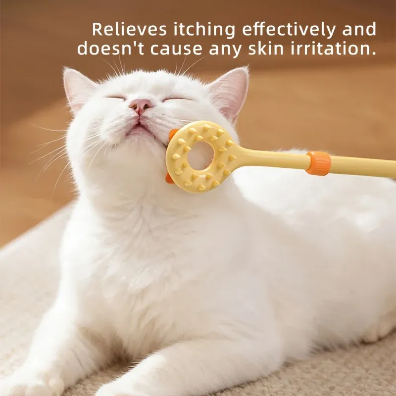 Grattoir rétractable 2 en 1 pour chat : masseur double face et baguette interactive pour le toilettage et le soulagement des démangeaisons 3