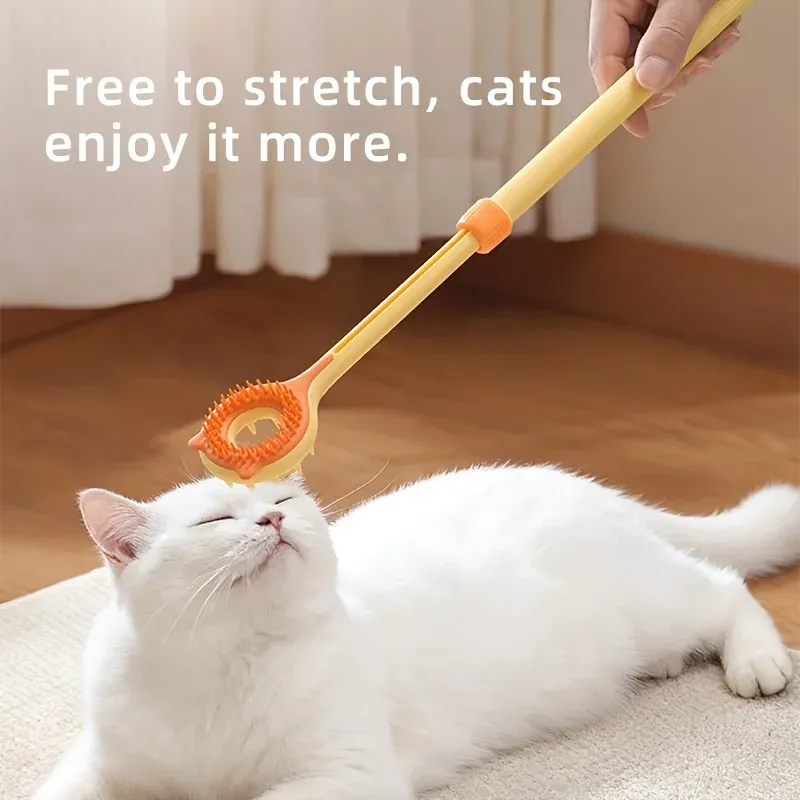 Grattoir rétractable 2 en 1 pour chat : masseur double face et baguette interactive pour le toilettage et le soulagement des démangeaisons 2