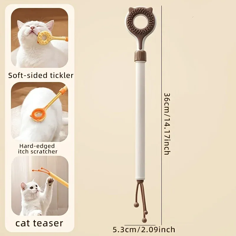 Grattoir rétractable 2 en 1 pour chat : masseur double face et baguette interactive pour le toilettage et le soulagement des démangeaisons 7