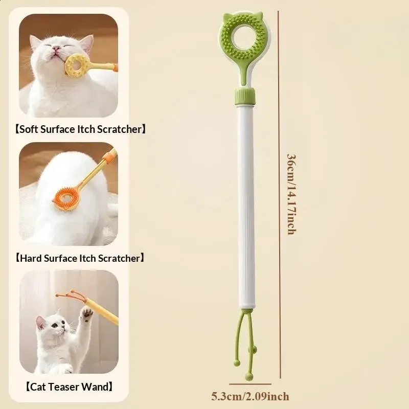 Grattoir rétractable 2 en 1 pour chat : masseur double face et baguette interactive pour le toilettage et le soulagement des démangeaisons 9