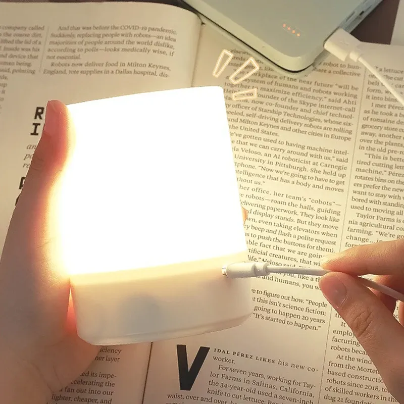 Table de chevet LED dimmable avec chargeur sans fil, lampe de nuit tactile pour chambre, veilleuse décorative et lampe de lecture de bureau 3