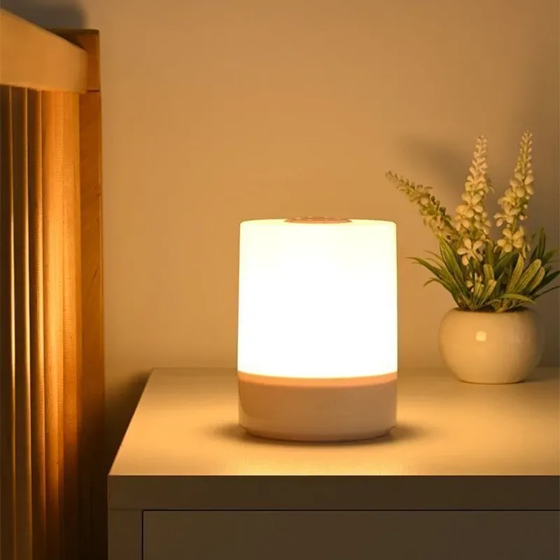 Table de chevet LED dimmable avec chargeur sans fil, lampe de nuit tactile pour chambre, veilleuse décorative et lampe de lecture de bureau 5