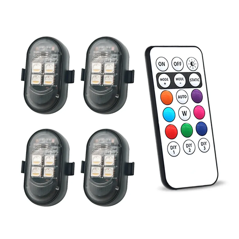 Kit d'éclairage d'ambiance LED RGB rechargeable avec télécommande pour voiture et moto 6